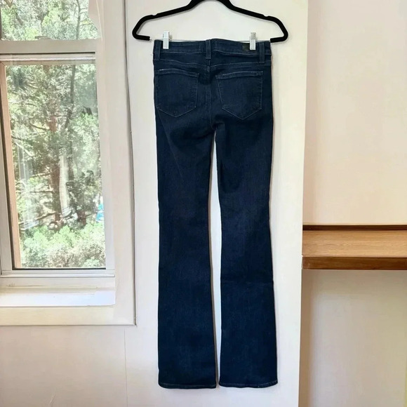 New Paige Manhattan Boot Cut High Rise Flare Jeans Dark Wash Denim Blue Sz 25 - Picture 8 of 16